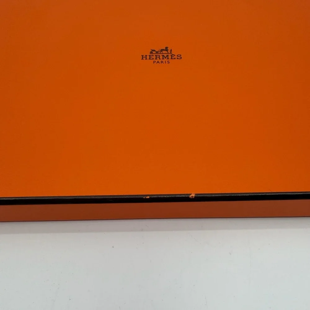 Hermes Empty Gift Box Orange 7x14x1 Authentic Logo Tissue Ribbon Luxury